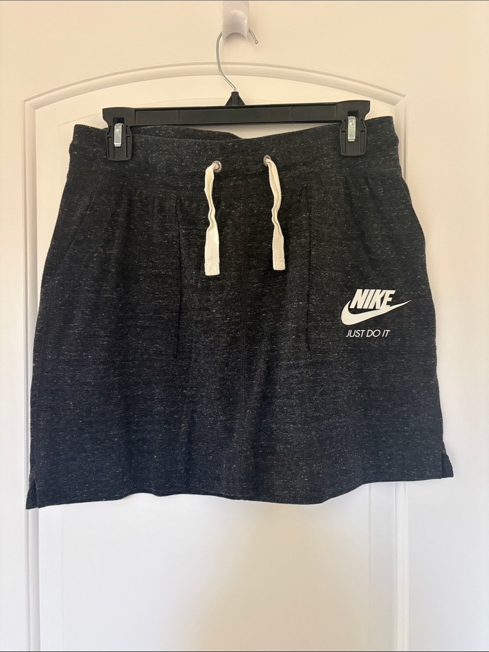 Nike Black Heather Mini Skirt with White Drawstring and Logo